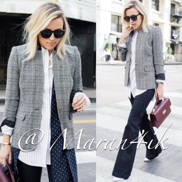 J Crew Regent Blazer Glen Plaid Wool Size 2